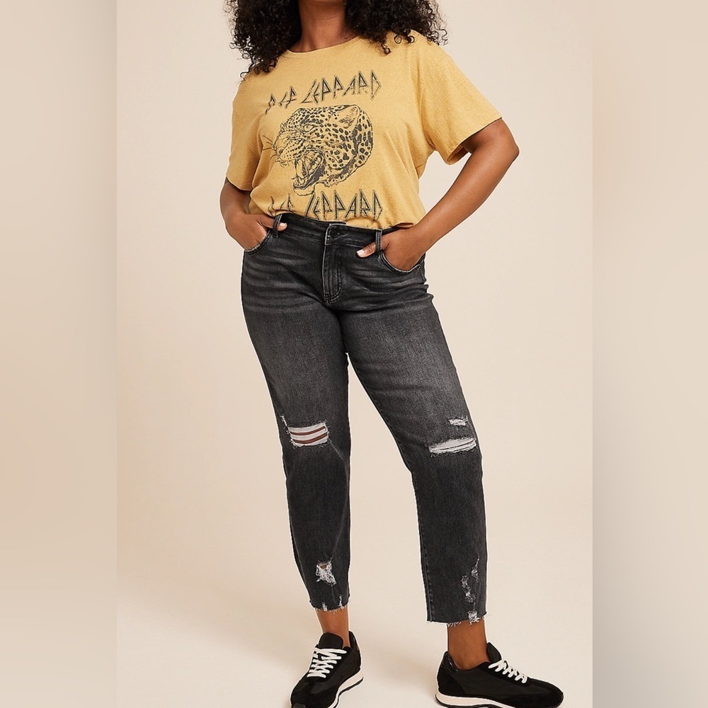 KanCan Charcoal Distressed Straight Leg Jeans